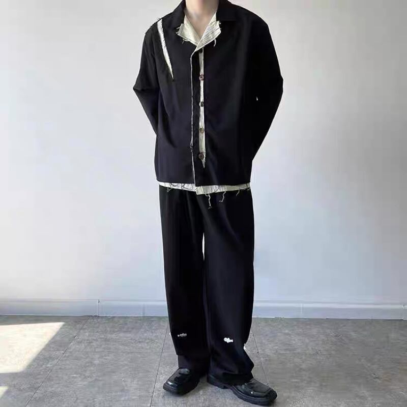 Frayed Contrast Panel Jacket【TR3341】