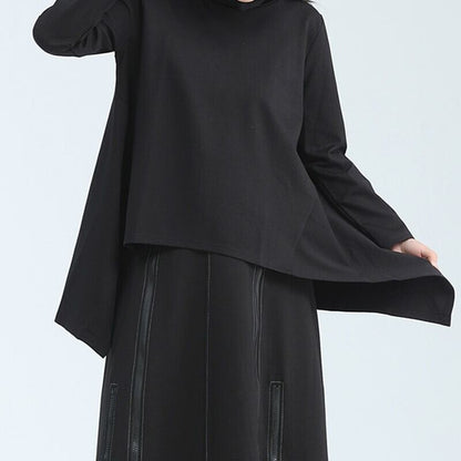 Asymemtry Mock-Neck Flare T-Shirt【TR3150】