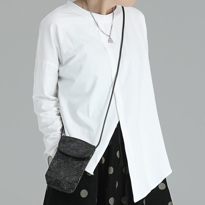 Asymmetry Round-Neck T-Shirt【TR3146】