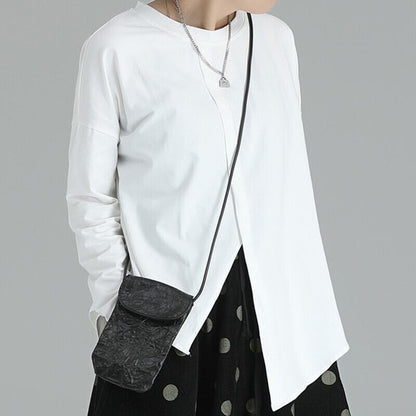 Asymmetry Round-Neck T-Shirt【TR3146】
