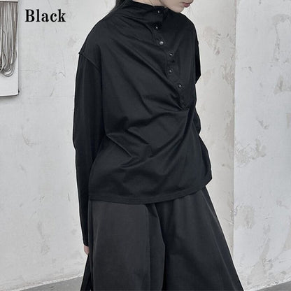 Half-Button Mock-Neck T-Shirt【TR3140】
