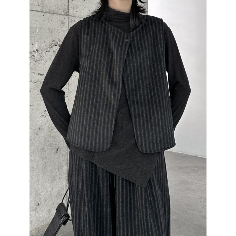 Stripe One-Button Vest【TR3235】