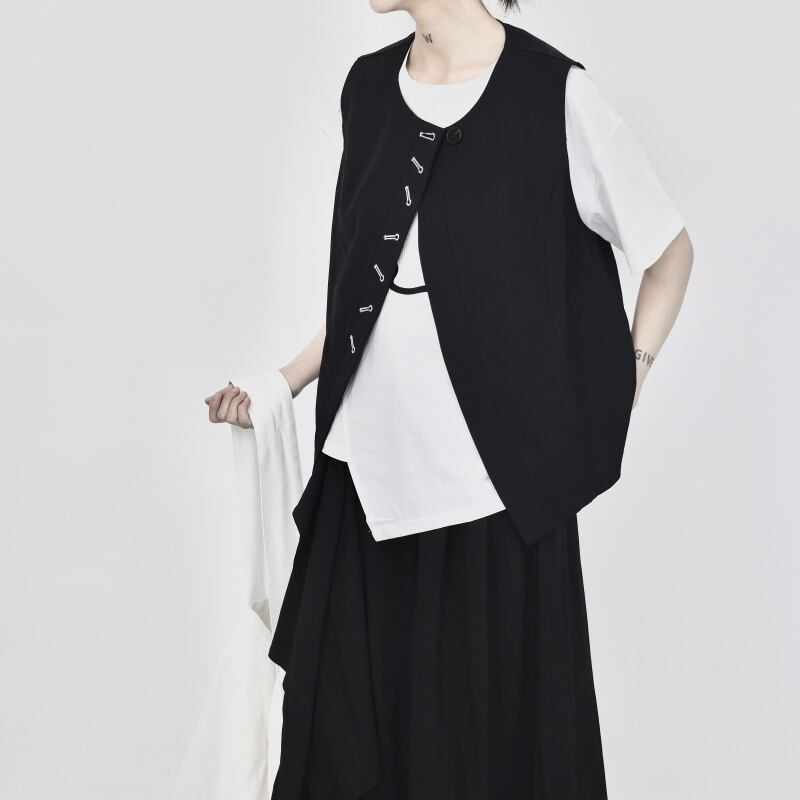 Roune-Neck Oversize Vest【TR3242】
