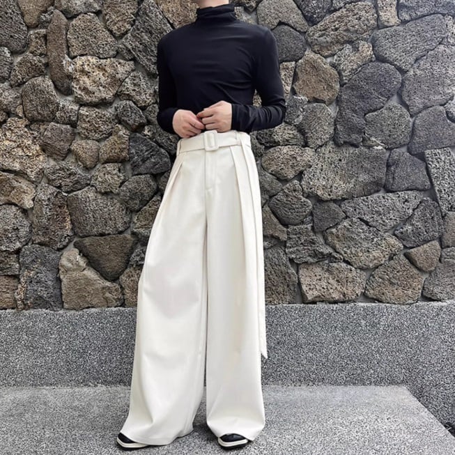 Design Tuck Belted Wide Pants【TR3315】