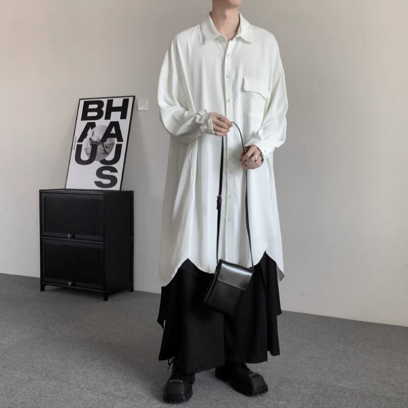 Flowy Long Collared Shirt【TR3372】
