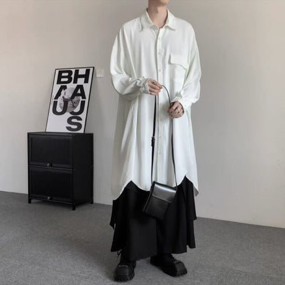 Flowy Long Collared Shirt【TR3372】