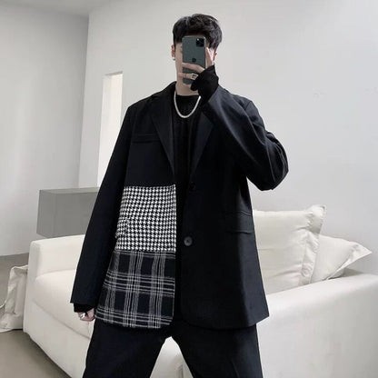 Patchwork Contrast Tailored Jacket【TR3349】
