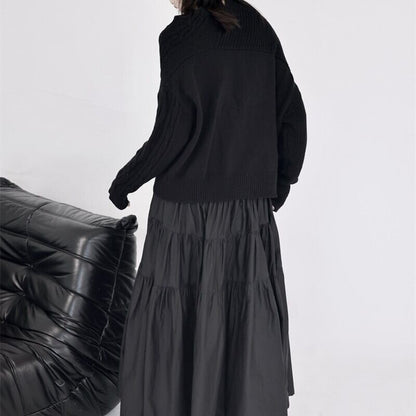 Asymmetry Off-Turtle Knit Jacket【TR3268】