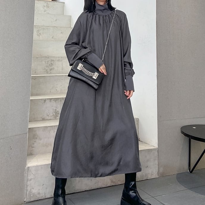 Shadow High-neck All-in-one Dress【TR0474】