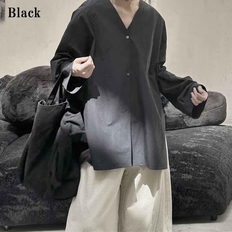 No-Collar Oversize Collared Shirt【TR3128】