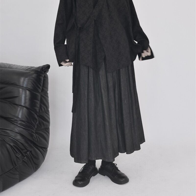 Denim Pleats Skirt【TR3176】