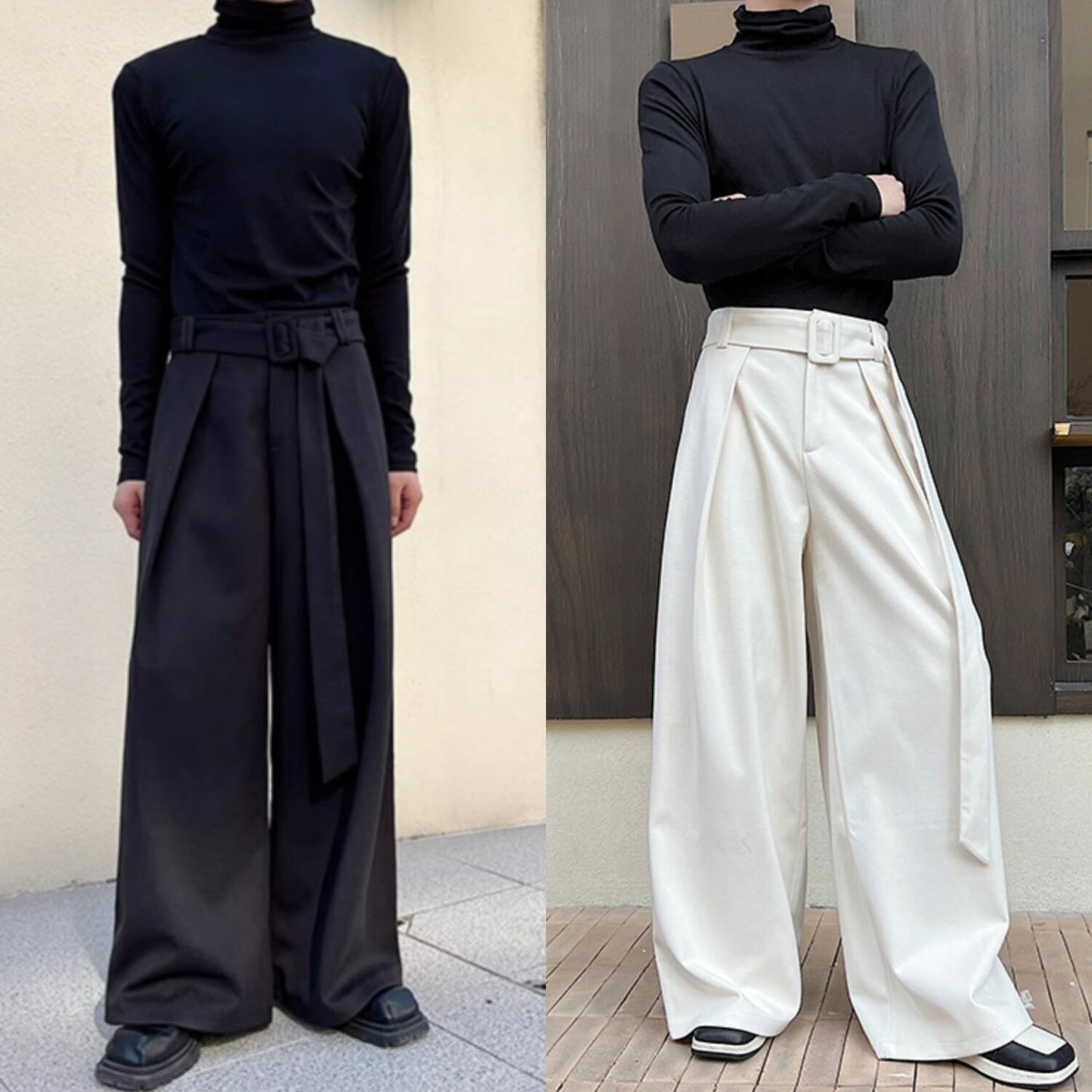 Design Tuck Belted Wide Pants【TR3315】
