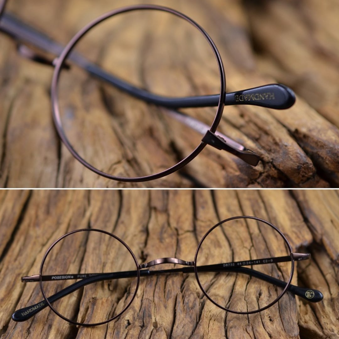 〈Titanium〉Vintage no nose Round Glasses【TR2570】