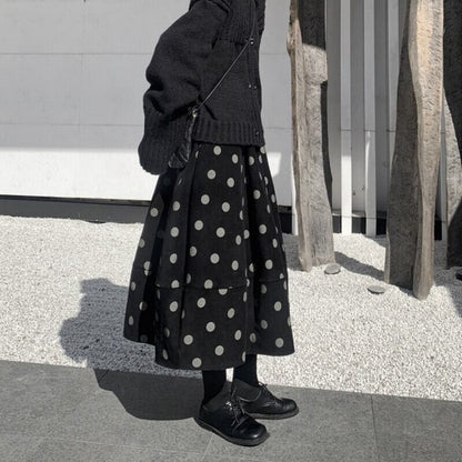 Corduroy Dot Balloon Skirt【TR3167】