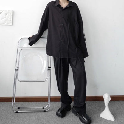 Asymmetric Tie Collared Shirt【TR3332】