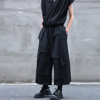 Patchwork Ankle Wide Pants【TR3320】