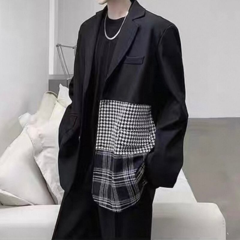 Patchwork Contrast Tailored Jacket【TR3349】