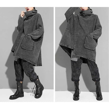 〈Unisex〉Denim Loose High-Neck Shirt【TR3010】