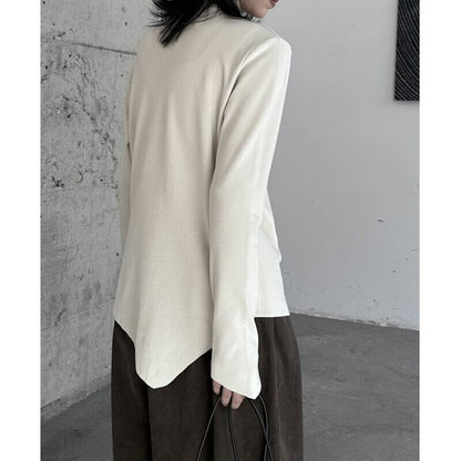 Asymmetry High-Neck T-Shirt【TR3138】
