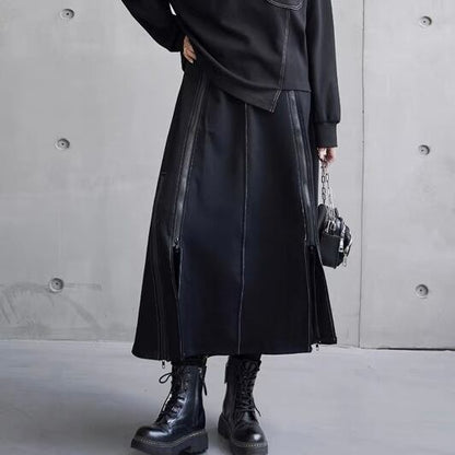 Long Nichi Fastener Skirt【TR1433】