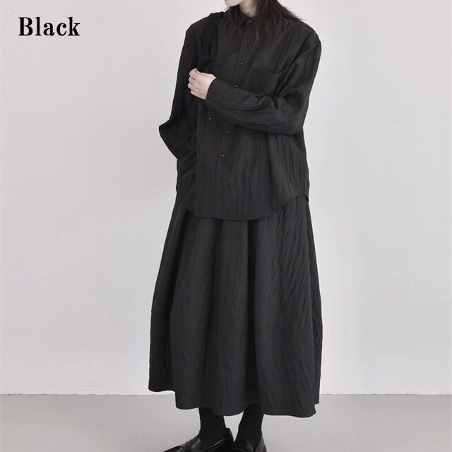 Asymmetry Pleats Collared Shirt【TR3100】