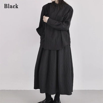 Asymmetry Pleats Collared Shirt【TR3100】