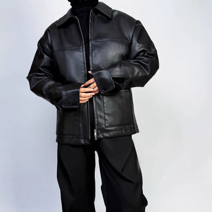 Sleek Quilted Liner Leather Jacket【TR3364】