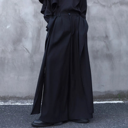 Drape Ribbon Straight Wide Pants【TR3307】
