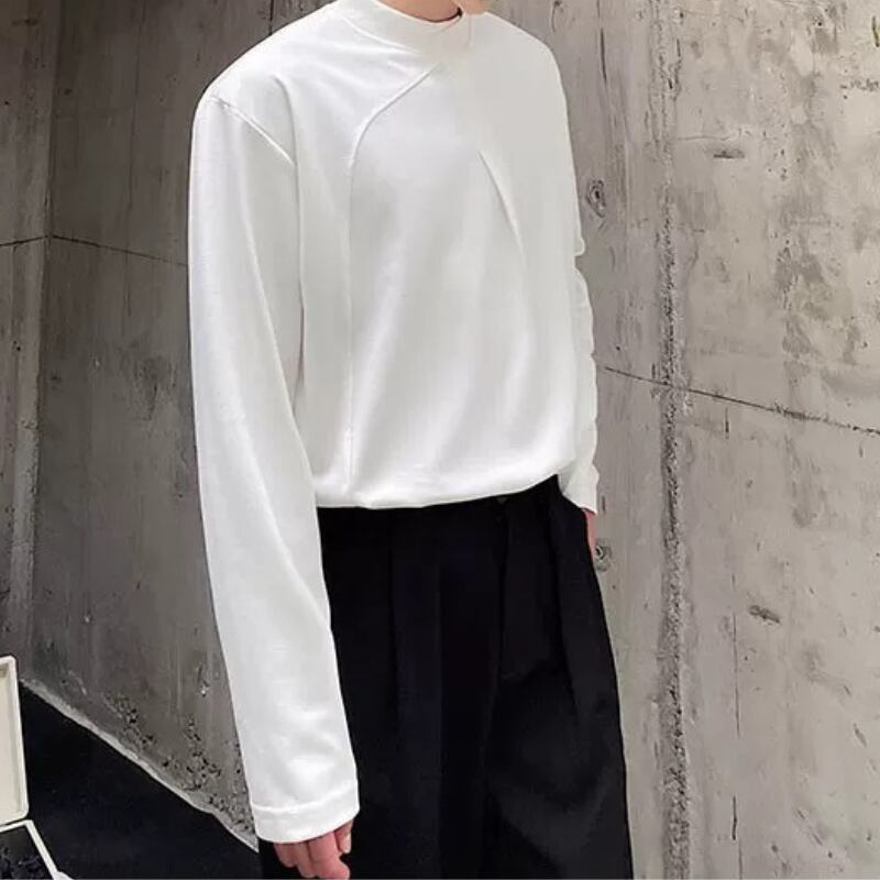 Asymmetric Curved Panel Long T-Shirt【TR3343】