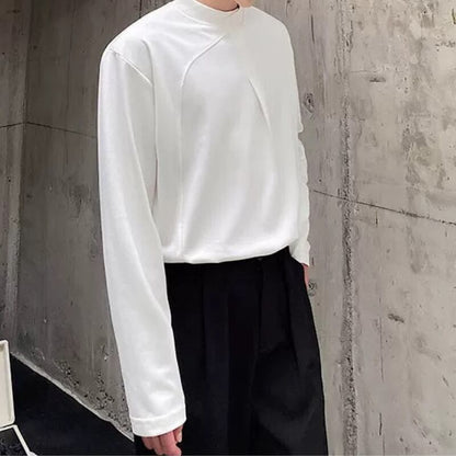 Asymmetric Curved Panel Long T-Shirt【TR3343】