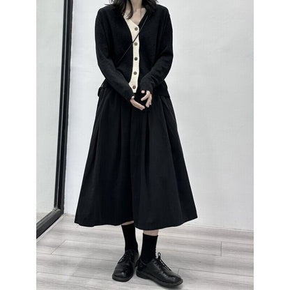 Knit Bi-Color V-Neck Jacket【TR3267】