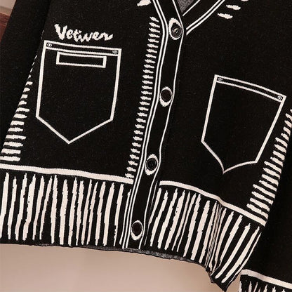 〈Unisex〉Knit Cardigan Letters Jacket【TR1226】