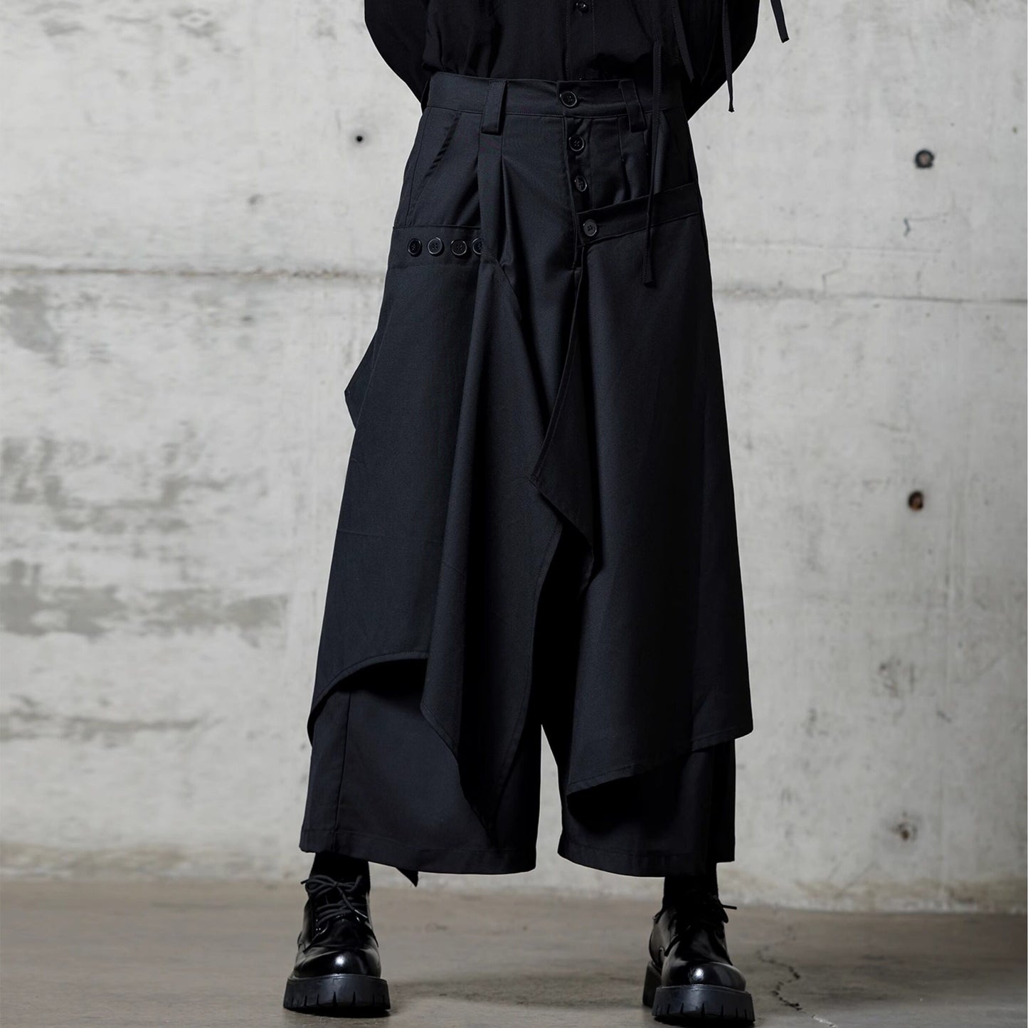 Irregular Hem Layered-look Wide Pants【TR3302】