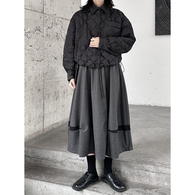 Bi-Color High-Waist Flare Skirt【TR3175】
