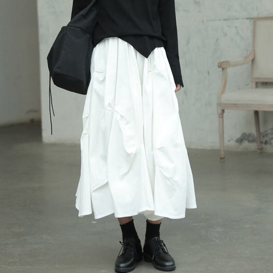 Asymmetry Gather Flare Skirt【TR3168】