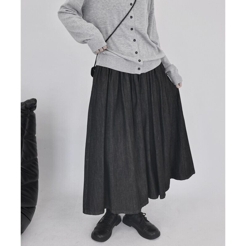 Denim Pleats Skirt【TR3176】