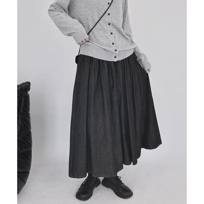 Denim Pleats Skirt【TR3176】