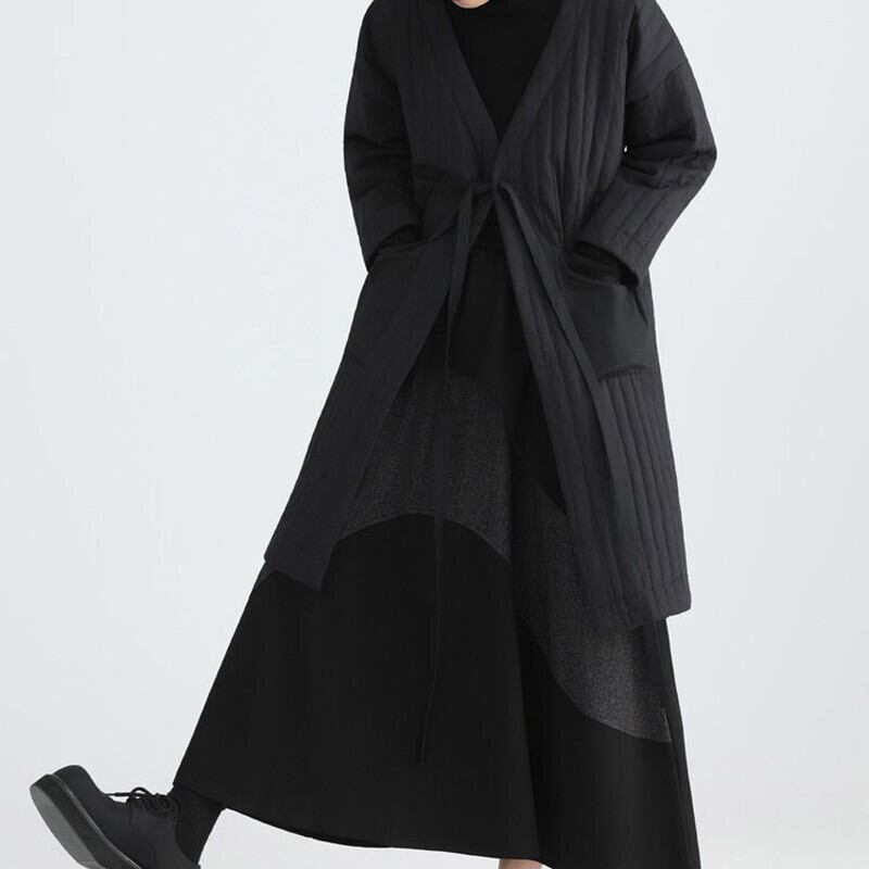 Long V-Neck Pleats Jacket【TR3260】