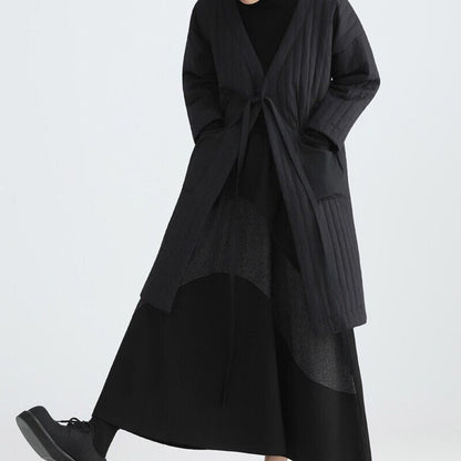 Long V-Neck Pleats Jacket【TR3260】