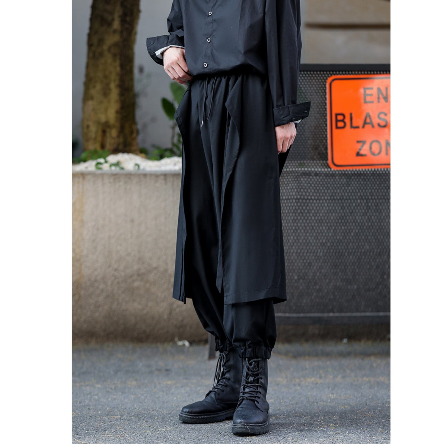 Waist Ribbon Layered-look Pants【TR3278】