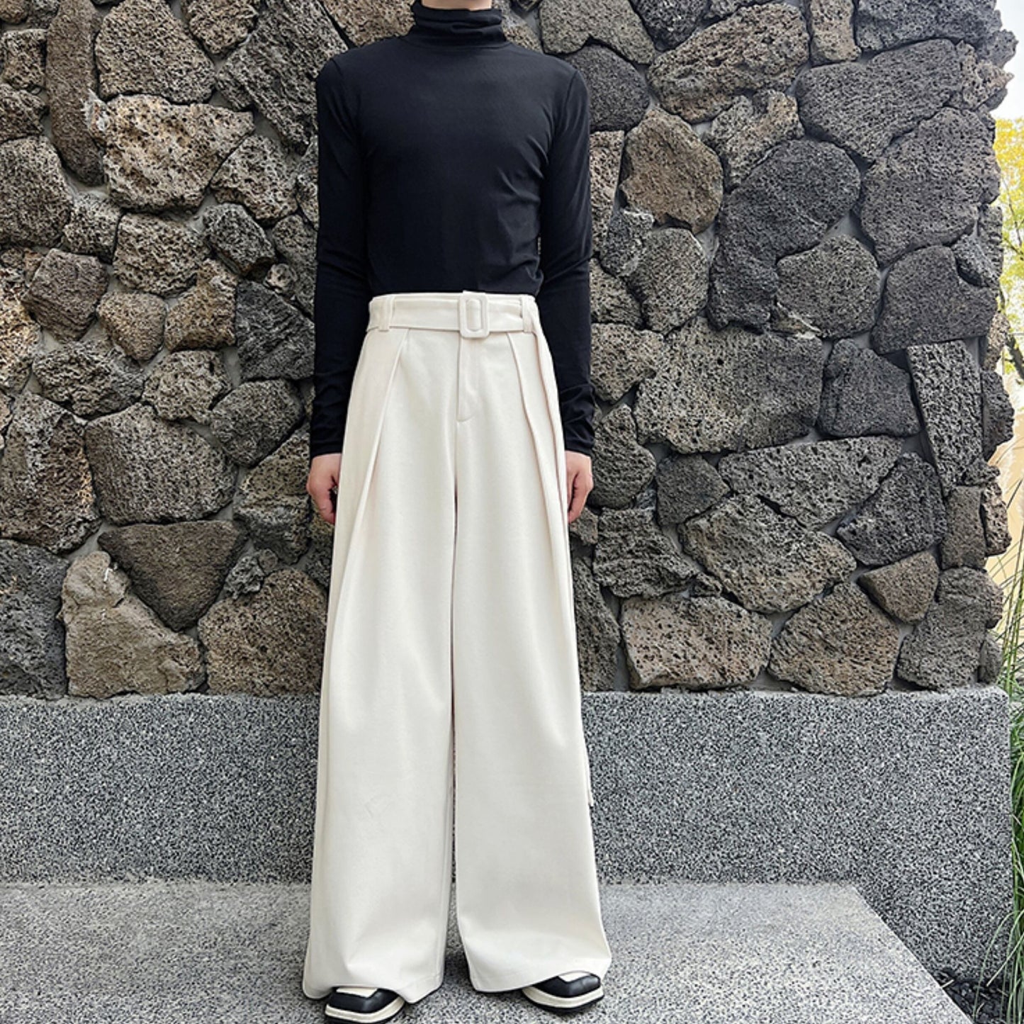 Design Tuck Belted Wide Pants【TR3315】