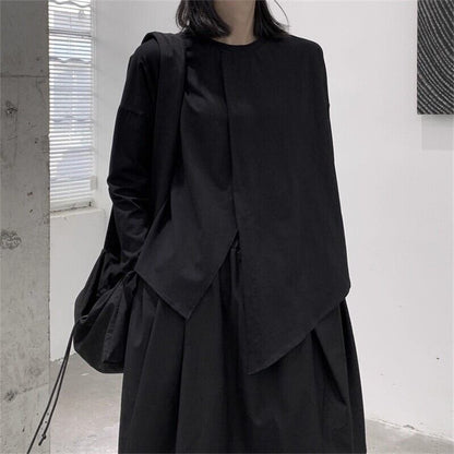 Asymmetry No-Collar Collared Shirt【TR3137】