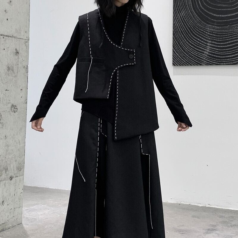 Asymmtry Stitch Vest【TR3241】