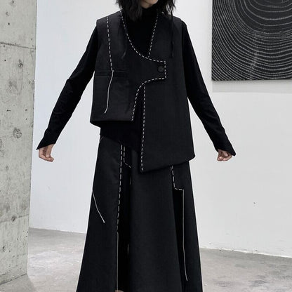 Asymmtry Stitch Vest【TR3241】
