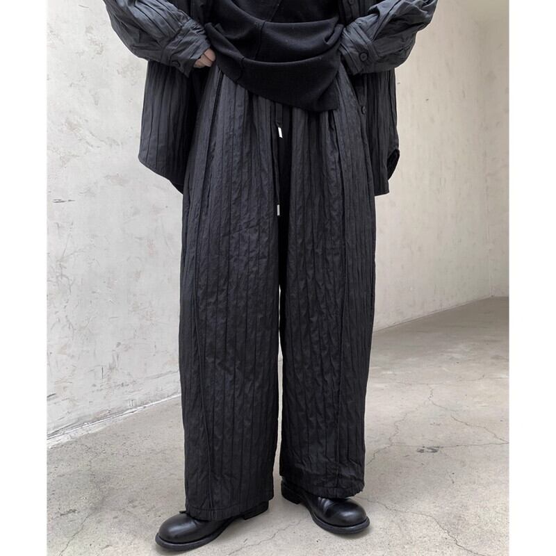 Embossed Pleats Loose Pants【TR3192】