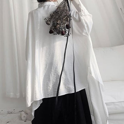 〈Unisex〉Irregular Long Huge Shirt【TR1411】