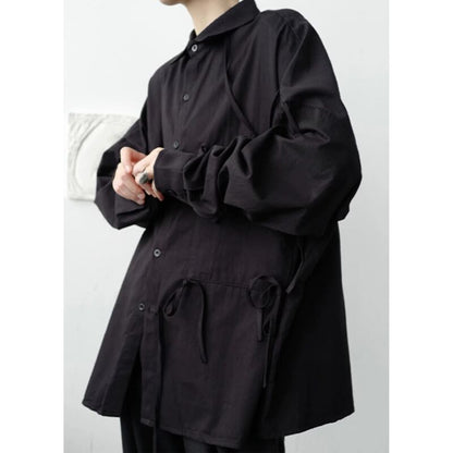 Asymmetric Tie Collared Shirt【TR3332】