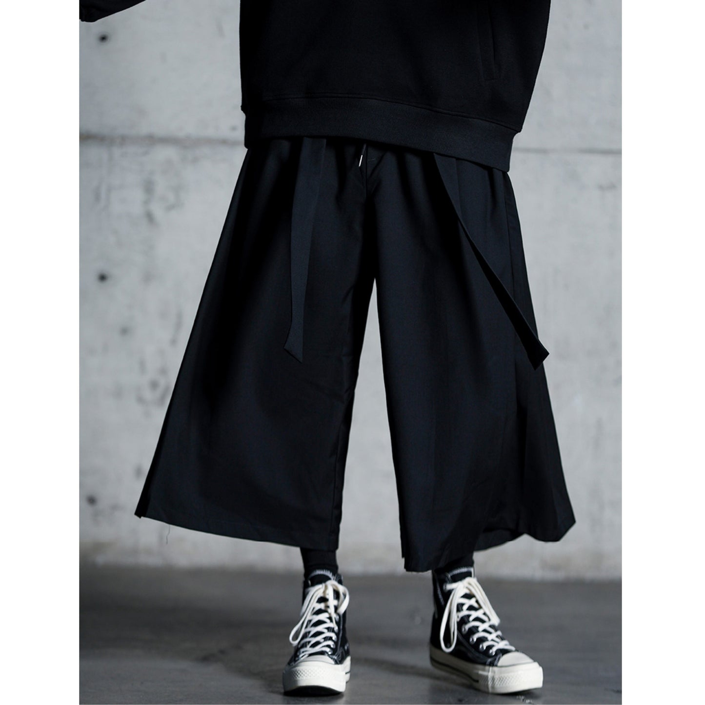 Waist Ribbon Ankle Length Wide Pants【TR3294】