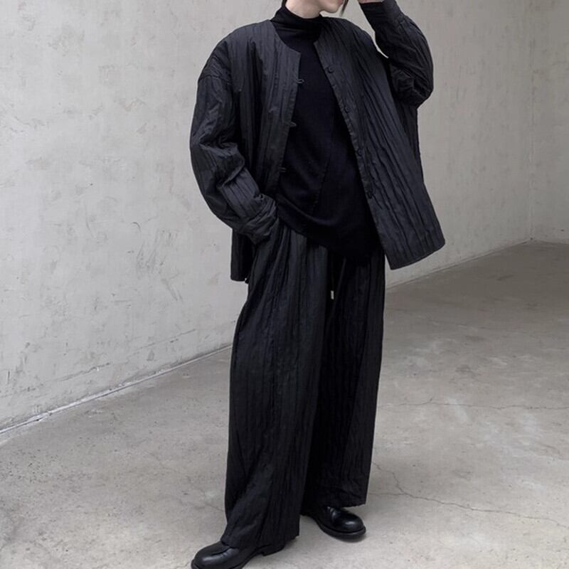 No-Collar Pleats Jacket【TR3101】