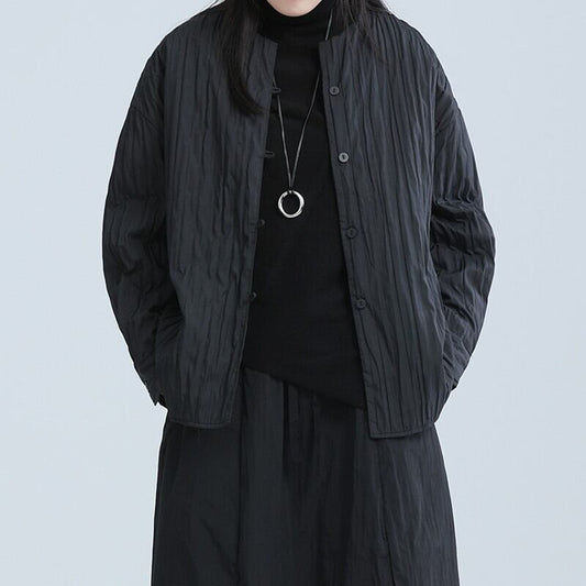 Pleats Round-Neck Jacket【TR3245】